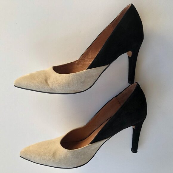 INWEAR Shoes Ivory/Cream & Black 3" high heels Upper Suede Leather EU39 US8/8.5 - Picture 7 of 16